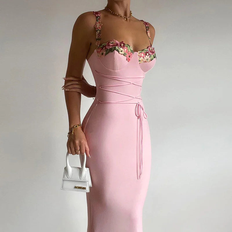Spring Summer Wedding Guest Waist Girdling Dress