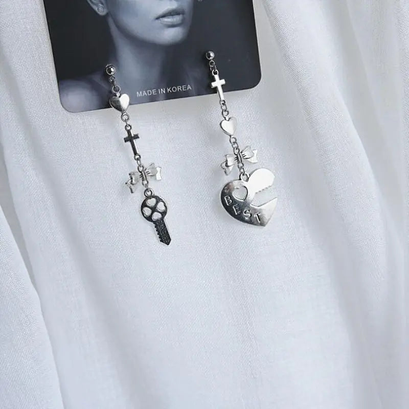 Gothic Vintage Heart Unicorn Earrings with Pendants