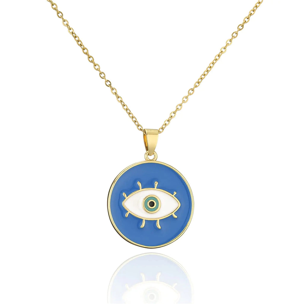 Gold Evil Eye Protection Necklace | 18K Plated Lucky Charm Pendant | Women's Accessories