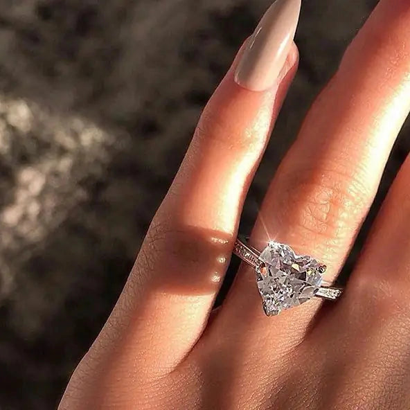 Zircon heart-shaped ring engagement party ring jewelry promise ring women's jewelry