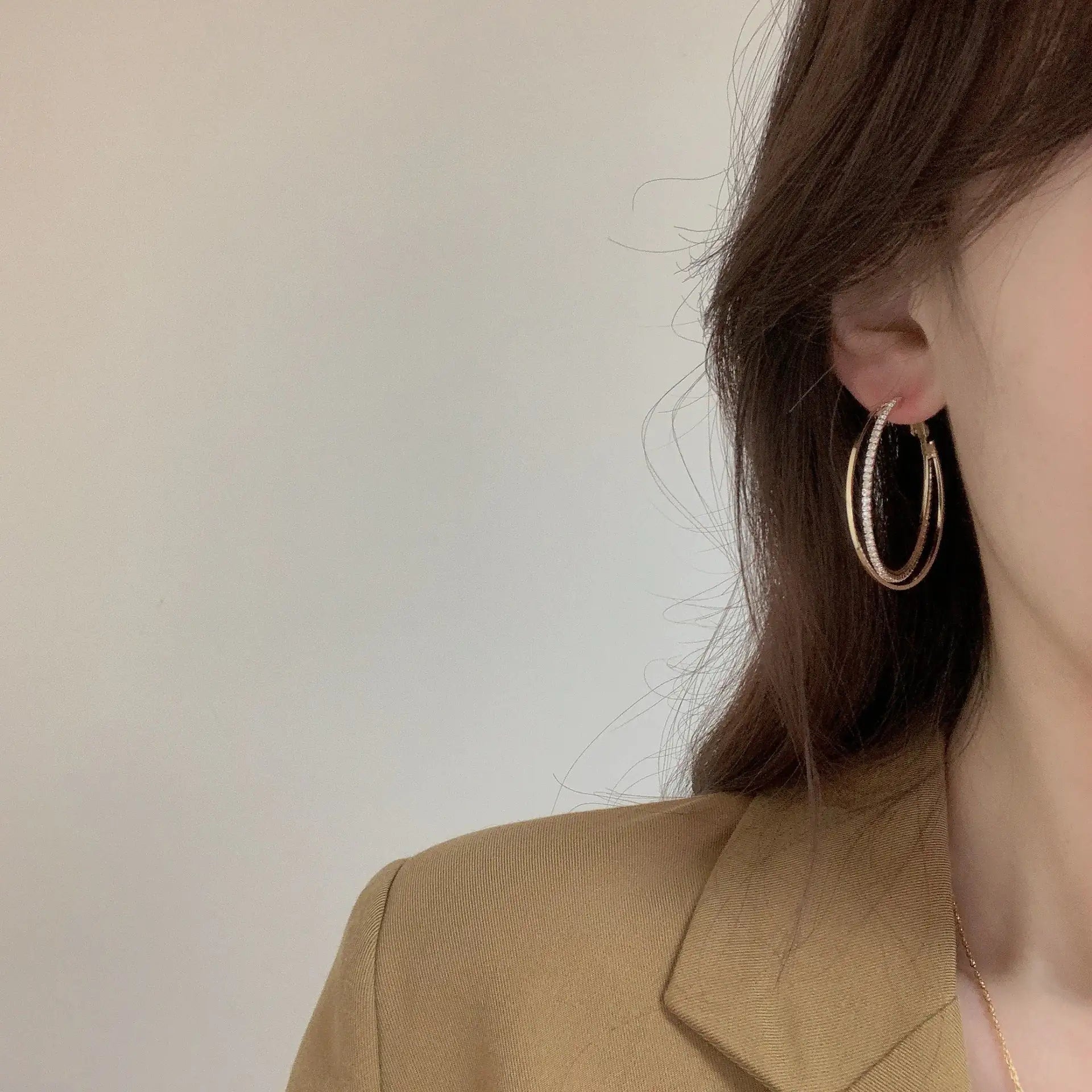Simple Bracelet Earrings Metal Cold Style Ring