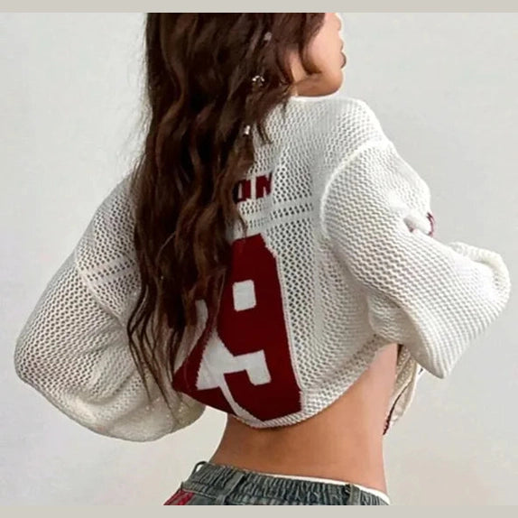 Women's Knitted Striped Digital Print Blouse