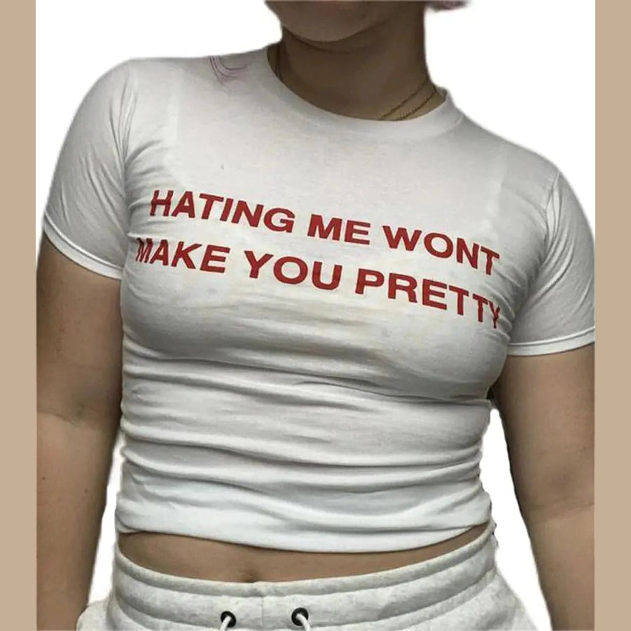 Y2K Baby Tee Crop Top | 90s E-Girl Slim Fit Graphic T-Shirt | Harajuku Kawaii Streetwear Aesthetic - Midnight Solstice Occult Shop