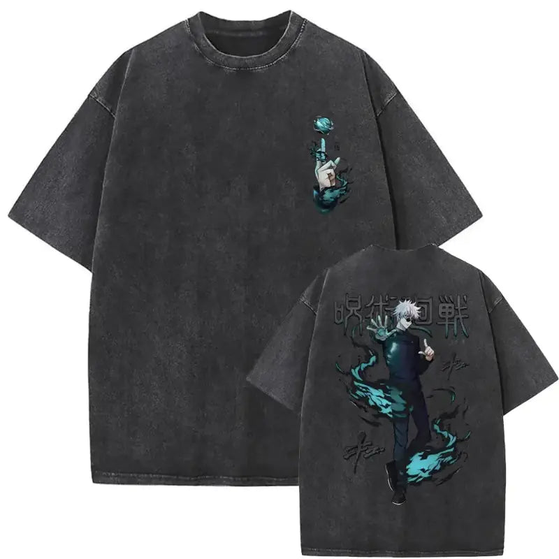Washed Vintage Anime Graphic T-Shirt | Streetwear Hip-Hop Oversized Tee