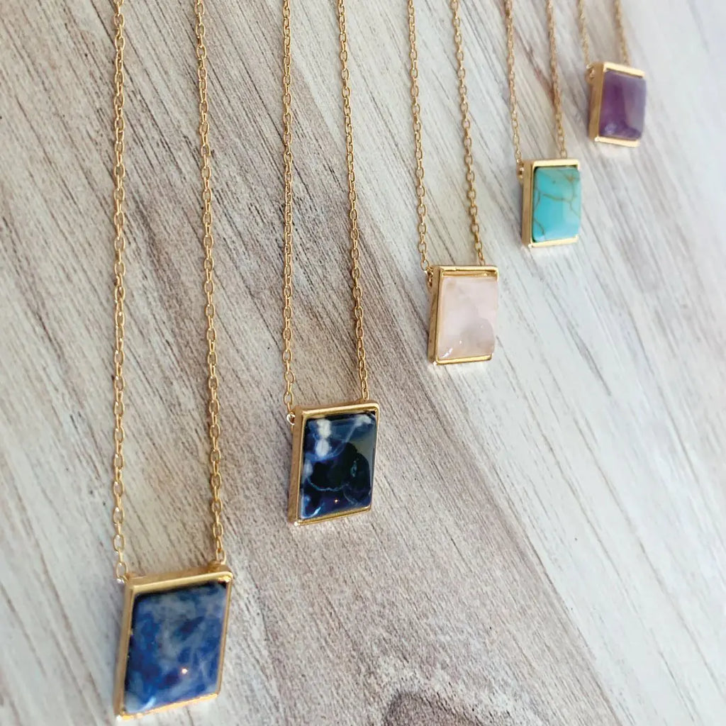 Midnight Solstice Square Drop Necklace