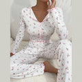 Home Wear Casual Printed Trousers Long Sleeve  Daily Wear Two-piece Set