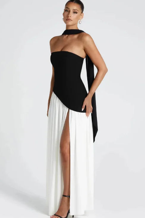 Irregular Tube Top Maxi Dress Wedding Guest Dress