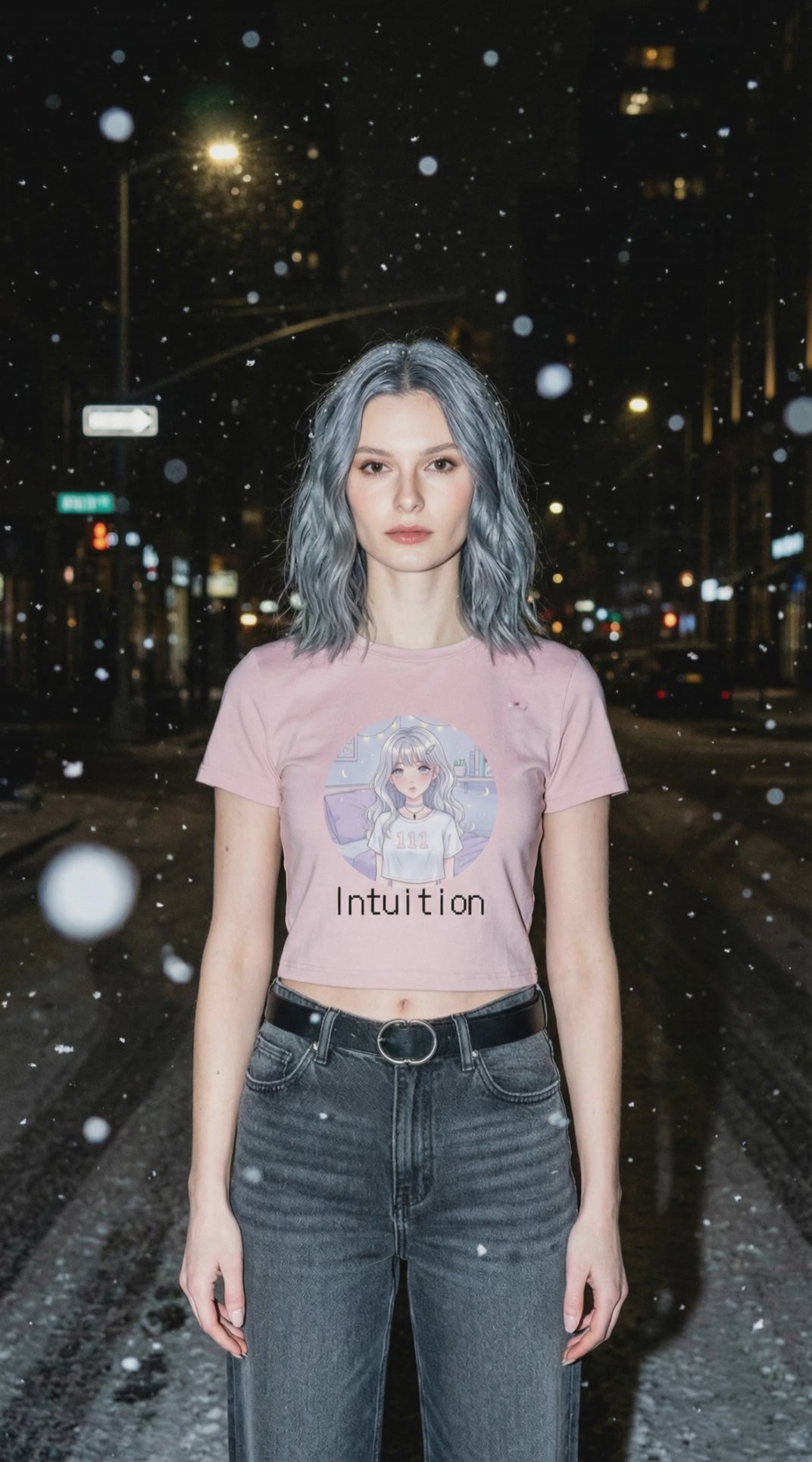 Pastel Anime Girl Intuition Tee 111 | Cute Aesthetic Crop Top