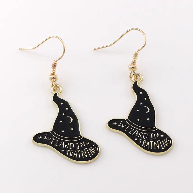 Gothic Black Cat Skull Earrings for Women's Jewelry