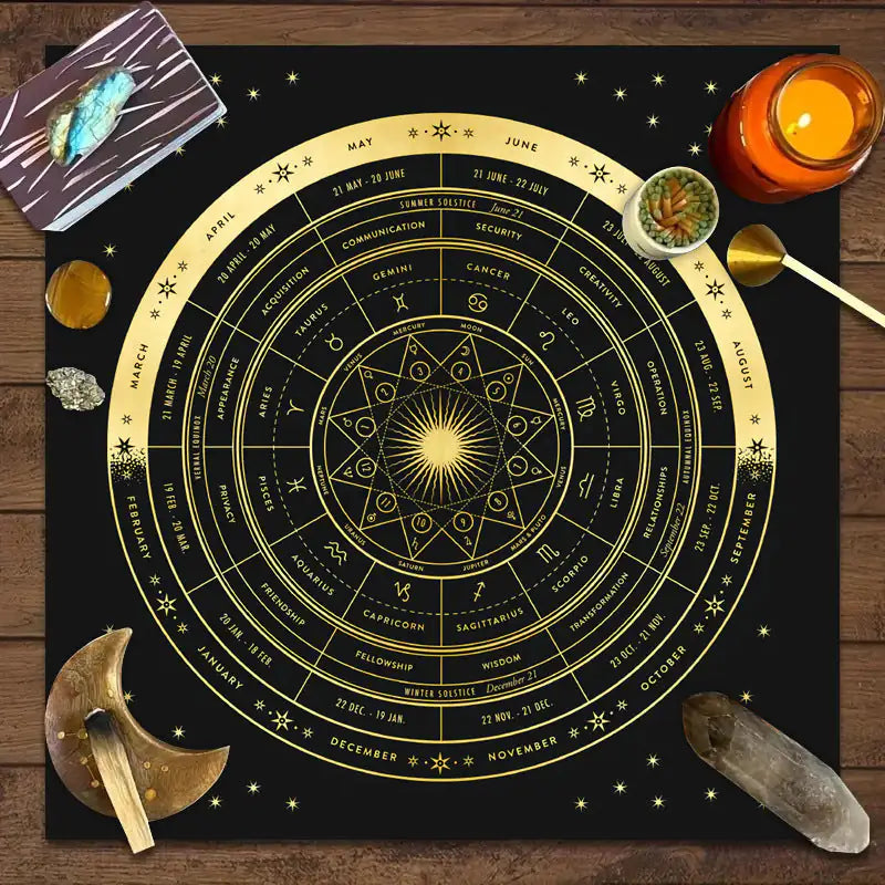 Tarot Tablecloth Altar Decorative Cloth Have Your Power Mandala Moon Phase Floral Butterfly Tablecloth