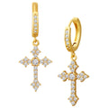 Cooper Cross Hoop Earrings |  Cross Earrings for Women |  Rhinestone Earrings | Gothic Earrings