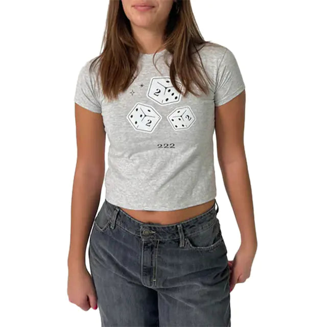 Combhasaki Women's Y2K Graphic Short Sleeve Baby Tee - Midnight Solstice Occult Shop