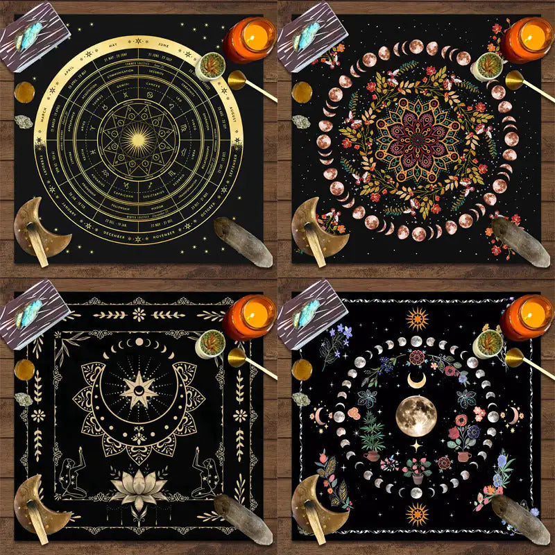 Tarot Tablecloth Altar Decorative Cloth Have Your Power Mandala Moon Phase Floral Butterfly Tablecloth