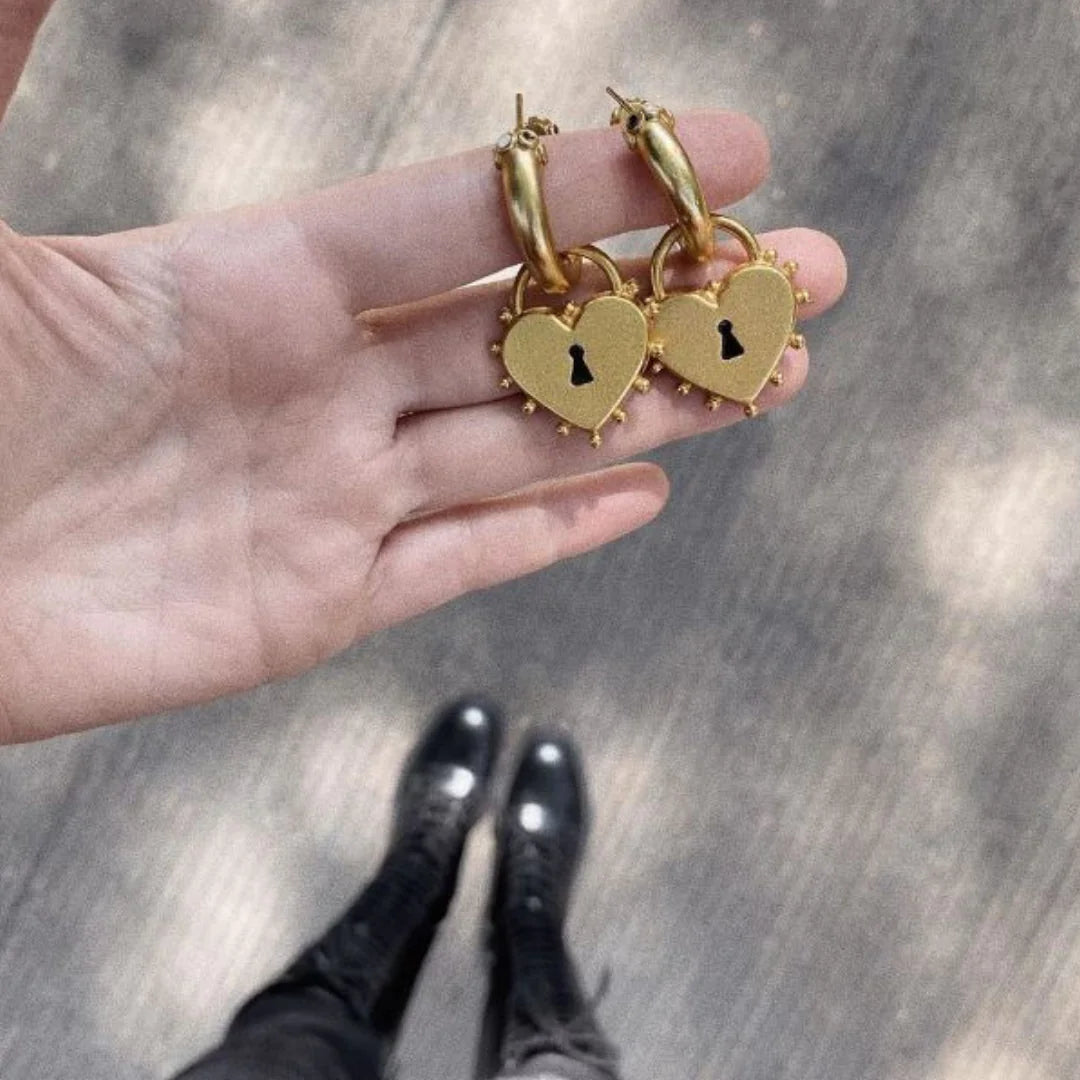 Midnight Solstice Locked Heart Earrings