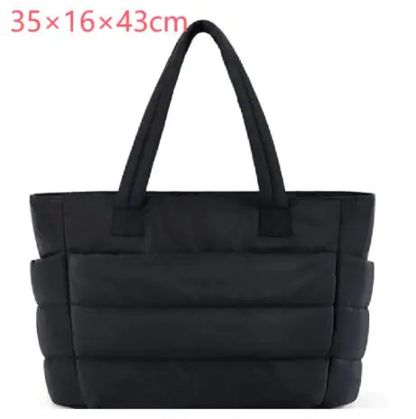 Black puffy waterproof chic women's tote bags